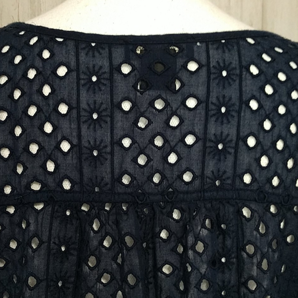 Lucky Brand Navy Blue 3/4 Sleeve Blouse - Picture 4 of 8